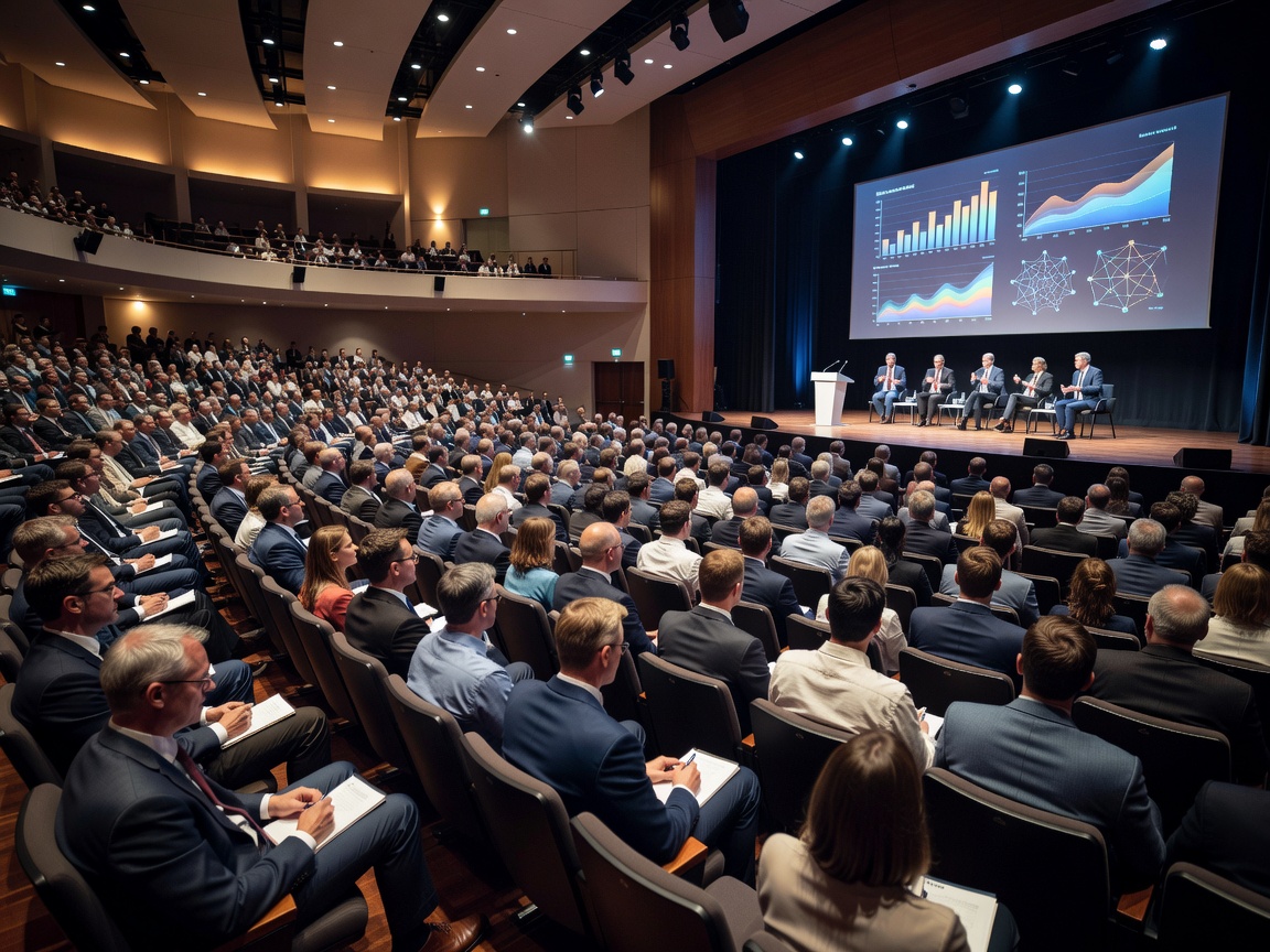 Multi-session audience in auditorium during European entrepreneurship conference